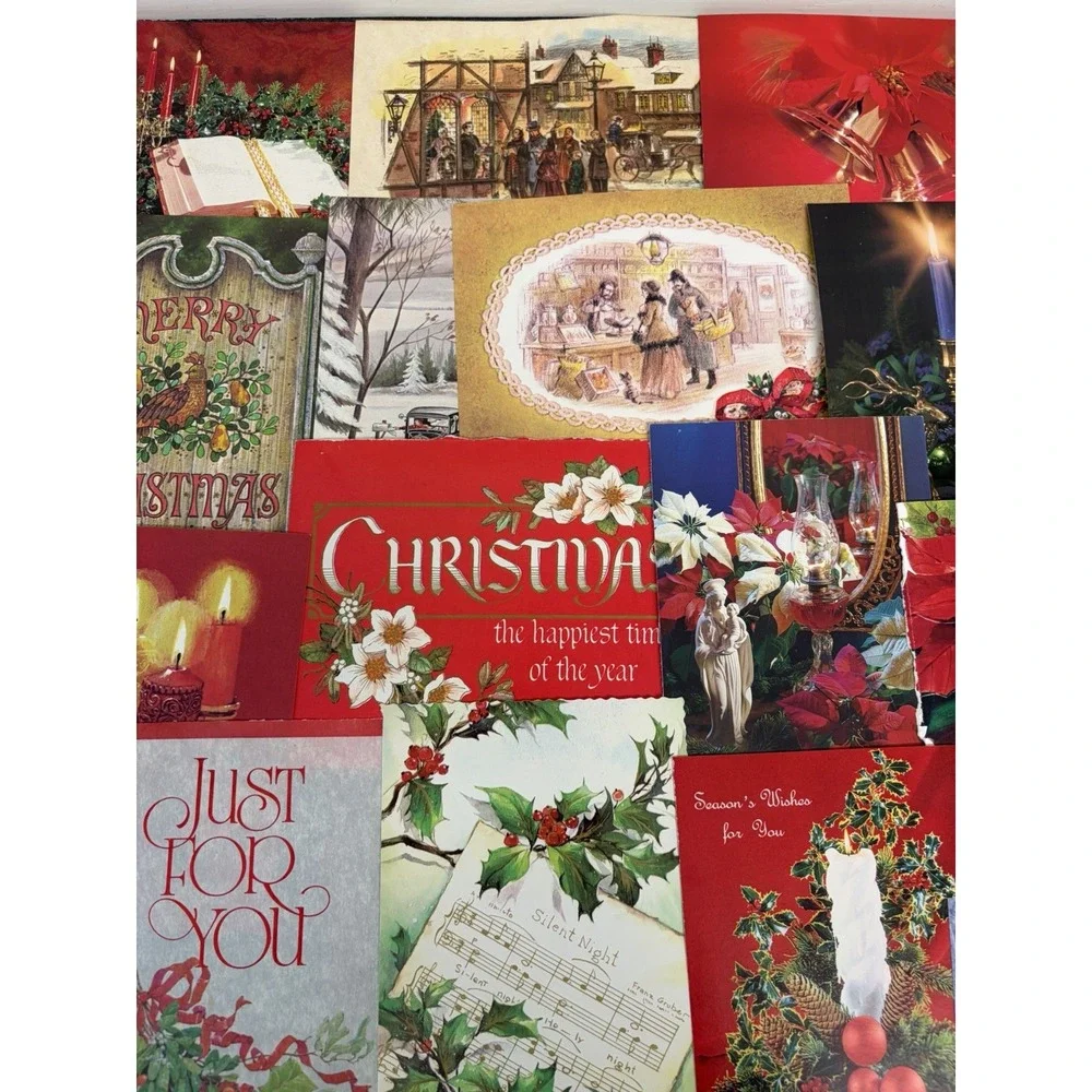 Vintage Christmas Cards Fronts ONLY Traditional Scrapbooking Decoupage Lot 50+